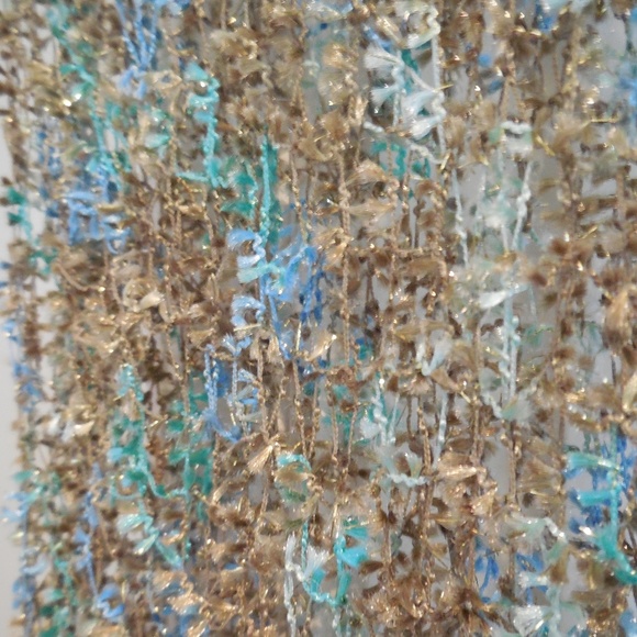 Scarf/Shawl with blue, green and gold sparkles - Picture 6 of 6